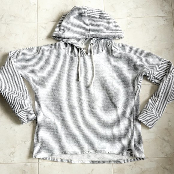 O'Neill Slate & White Striped Hooded Sweatshirt Women Small (S) - Picture 1 of 4